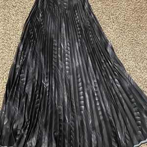 All Saints Metallic Black Pleated Maxi Dress